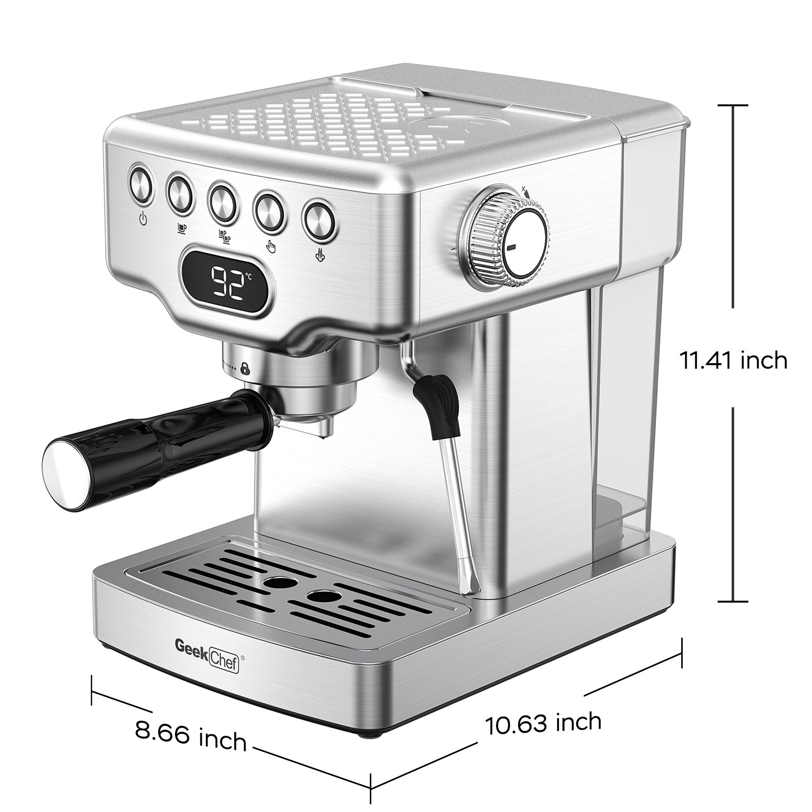 Geek Chef Espresso Machine, 20 Bar Espresso Machine With Milk Frother For Latte, Cappuccino, Macchiato, For Home Espresso Maker, 1.8L Water Tank, Stainless Steel, Ban On Amazon Bounty General Store