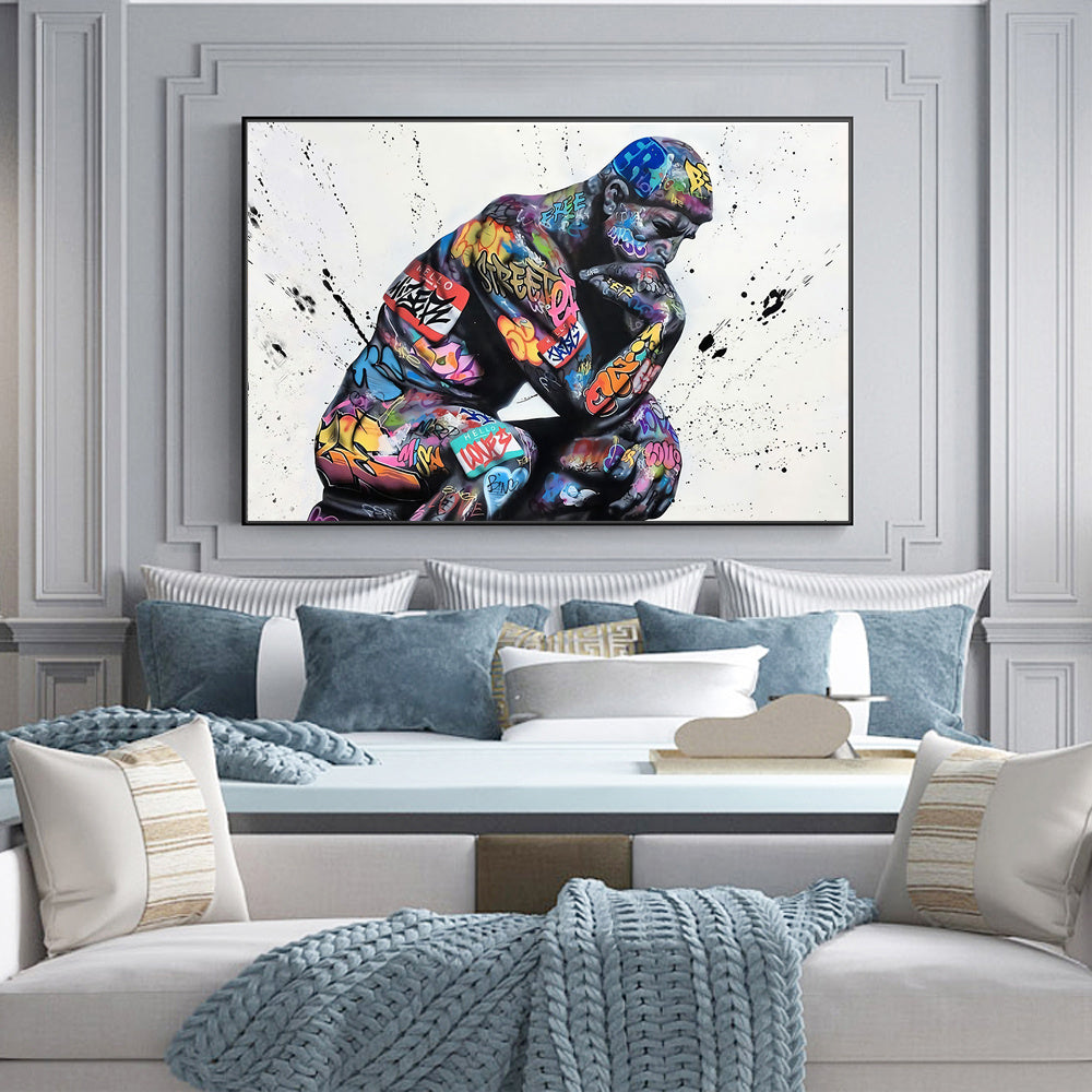 Thinker Man Wall Art Abstract Poster Living Room Decor Painting Bounty General Store