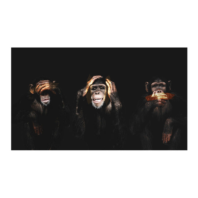 3 Monkeys Poster Cool Graffiti Street Art Canvas Painting Wall Art Living Room Home Decor Bounty General Store