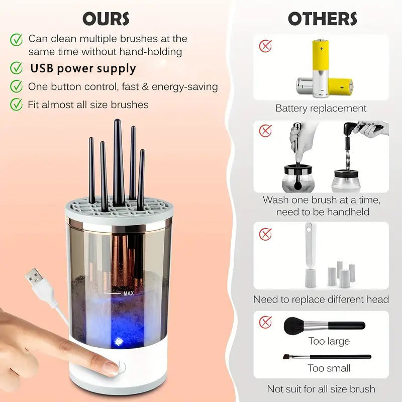 Makeup Brush Cleaner Automatic Rotating Makeup Brush Cleaner USB Portable Electric Cosmetic Makeup Brush Rotary Washing Machine Bounty General Store