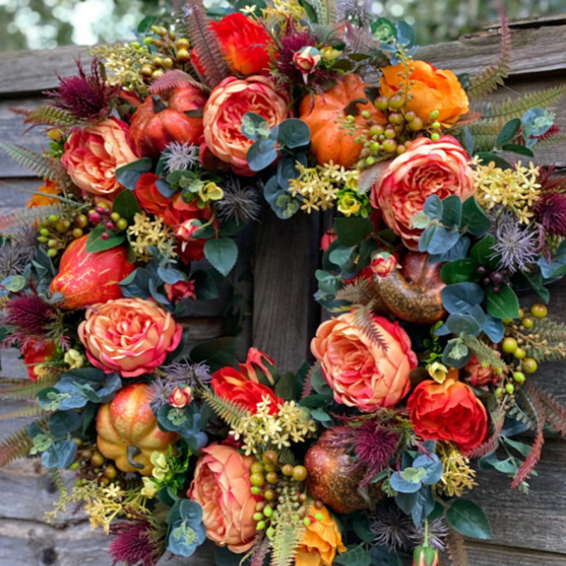 New Autumn Peony Halloween Pumpkin Wreath Home Decor Bounty General Store