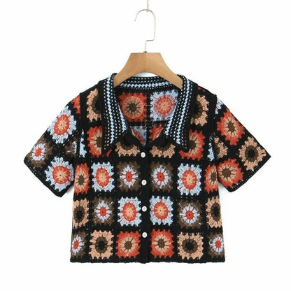 Women Boho Cardigan Sweater Crop Top 24 Crochet Summer Front Bounty General Store