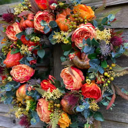 New Autumn Peony Halloween Pumpkin Wreath Home Decor Bounty General Store