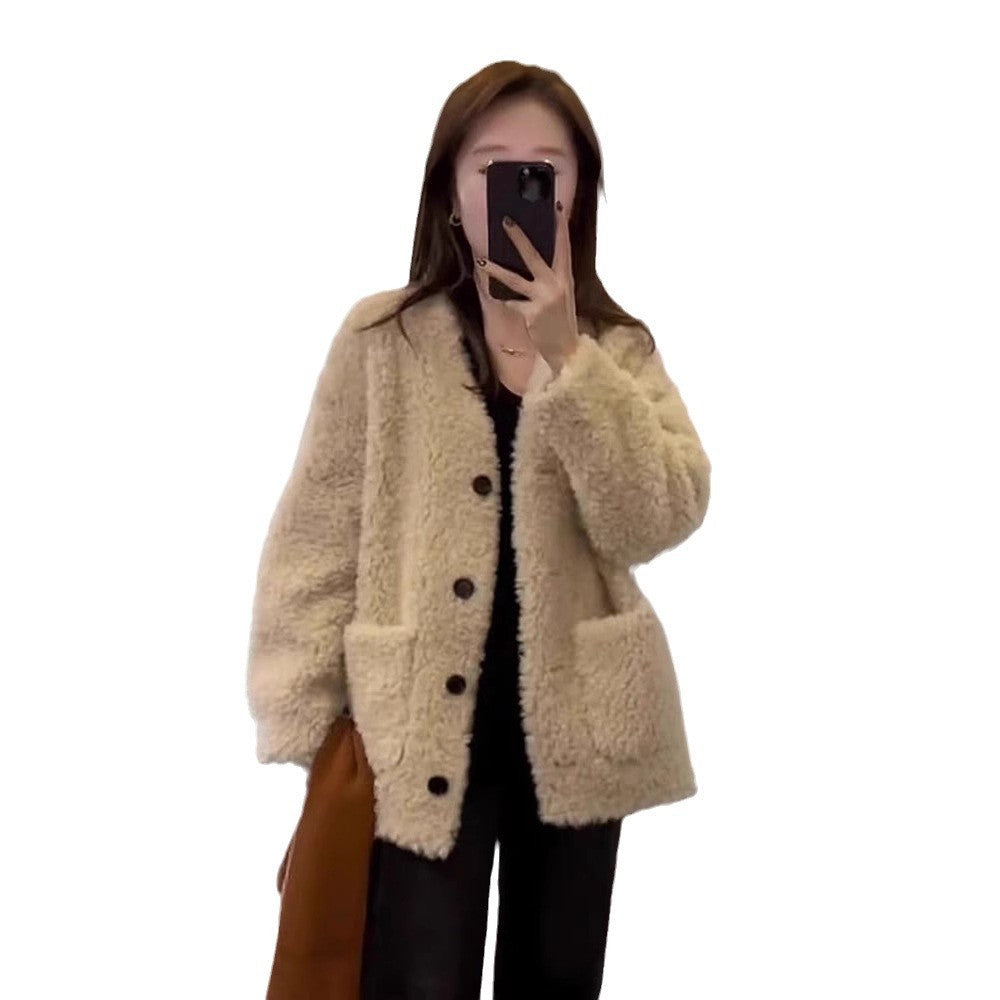 Loose And Warm Lamb Wool Top Coat For Women Bounty General Store