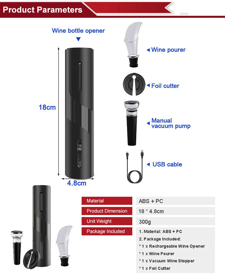 Rechargeable electric wine opener Bounty General Store