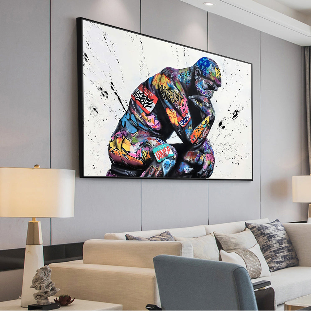 Thinker Man Wall Art Abstract Poster Living Room Decor Painting Bounty General Store