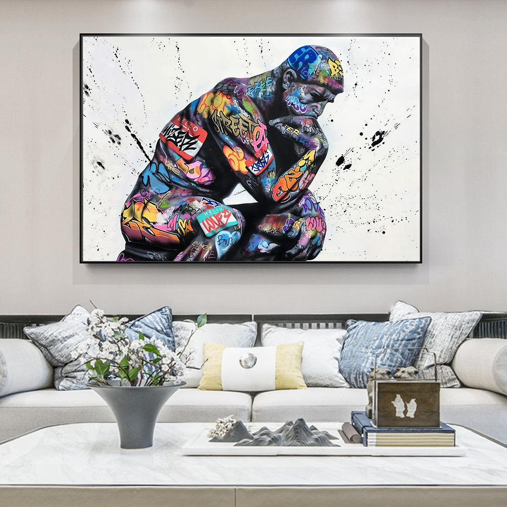 Thinker Man Wall Art Abstract Poster Living Room Decor Painting Bounty General Store