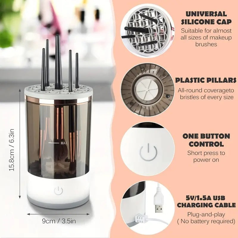 Makeup Brush Cleaner Automatic Rotating Makeup Brush Cleaner USB Portable Electric Cosmetic Makeup Brush Rotary Washing Machine Bounty General Store