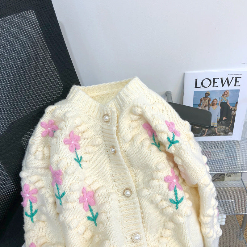 Retro Crochet Short Western Style Knitted Cardigan Korean Style Loose Temperament Lazy Sweater Women Bounty General Store