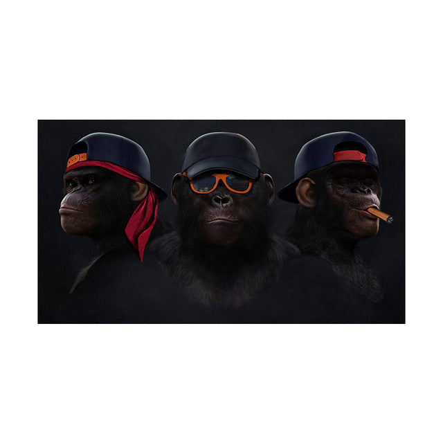 3 Monkeys Poster Cool Graffiti Street Art Canvas Painting Wall Art Living Room Home Decor Bounty General Store