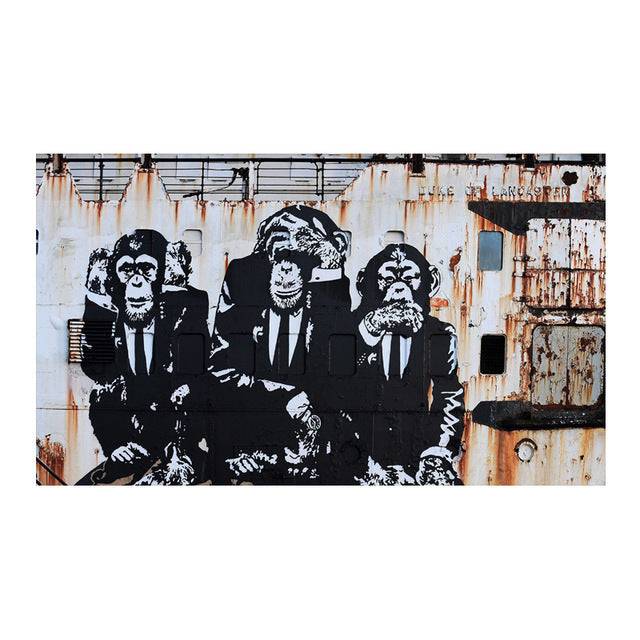 3 Monkeys Poster Cool Graffiti Street Art Canvas Painting Wall Art Living Room Home Decor Bounty General Store