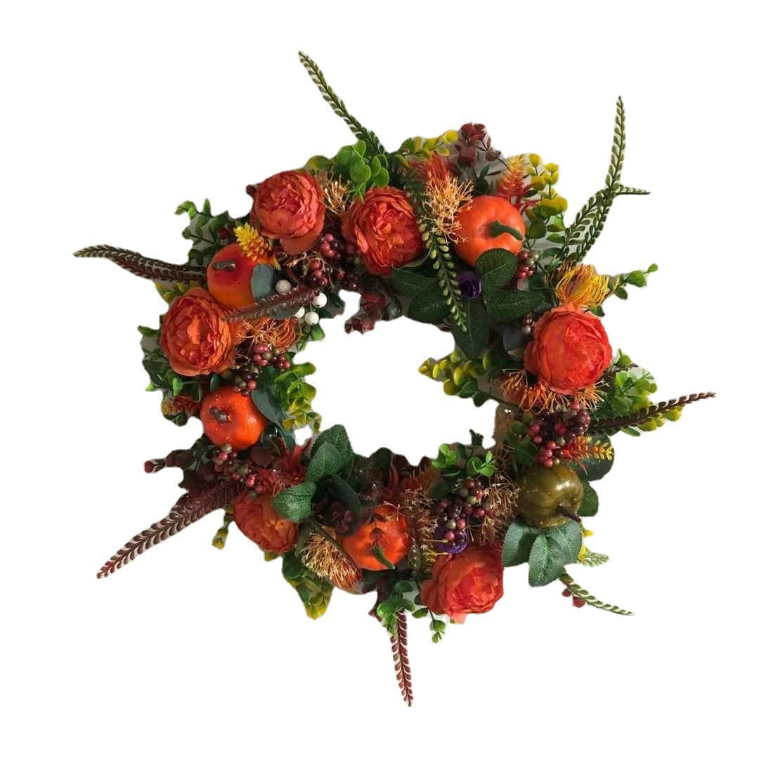 New Autumn Peony Halloween Pumpkin Wreath Home Decor Bounty General Store