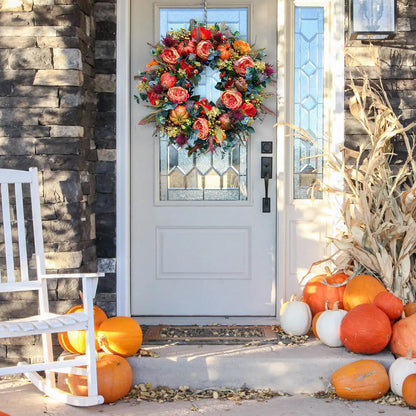 New Autumn Peony Halloween Pumpkin Wreath Home Decor Bounty General Store