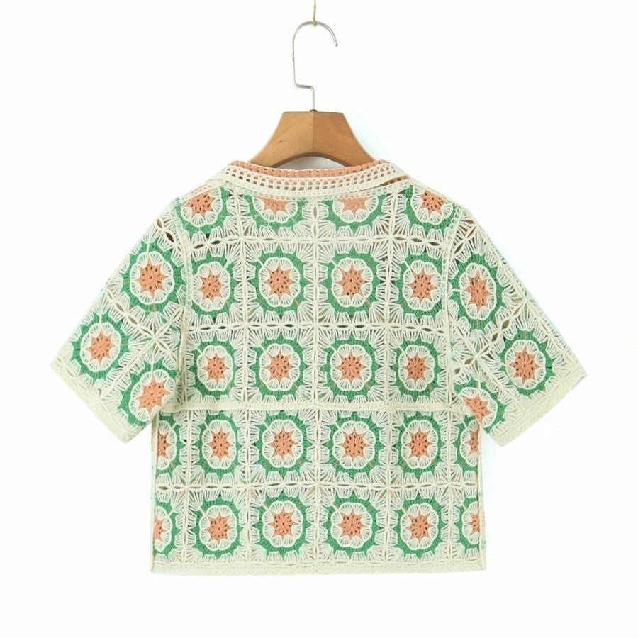 Women Boho Cardigan Sweater Crop Top 24 Crochet Summer Front Bounty General Store