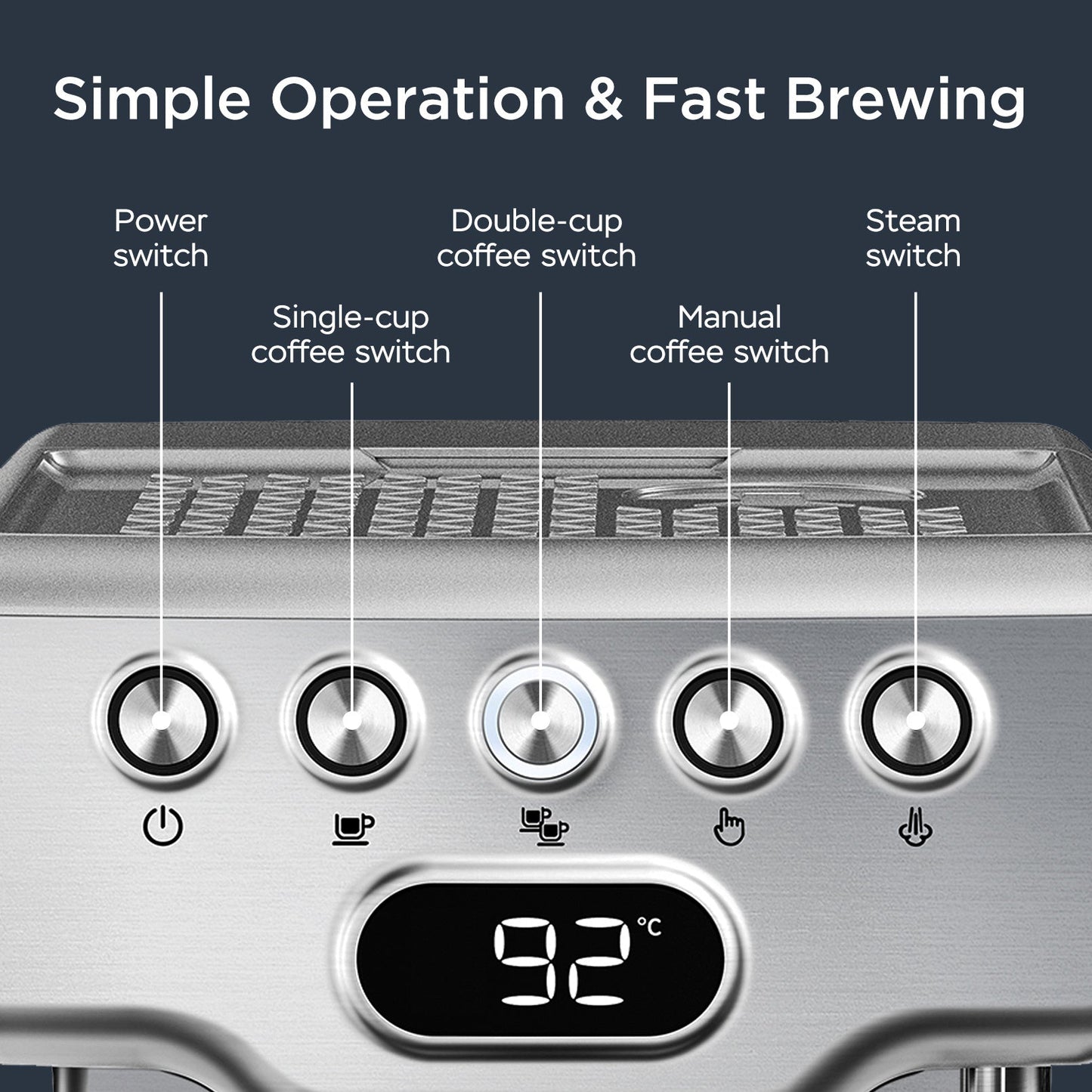 Geek Chef Espresso Machine, 20 Bar Espresso Machine With Milk Frother For Latte, Cappuccino, Macchiato, For Home Espresso Maker, 1.8L Water Tank, Stainless Steel, Ban On Amazon Bounty General Store