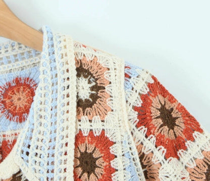 Women Boho Cardigan Sweater Crop Top 24 Crochet Summer Front Bounty General Store