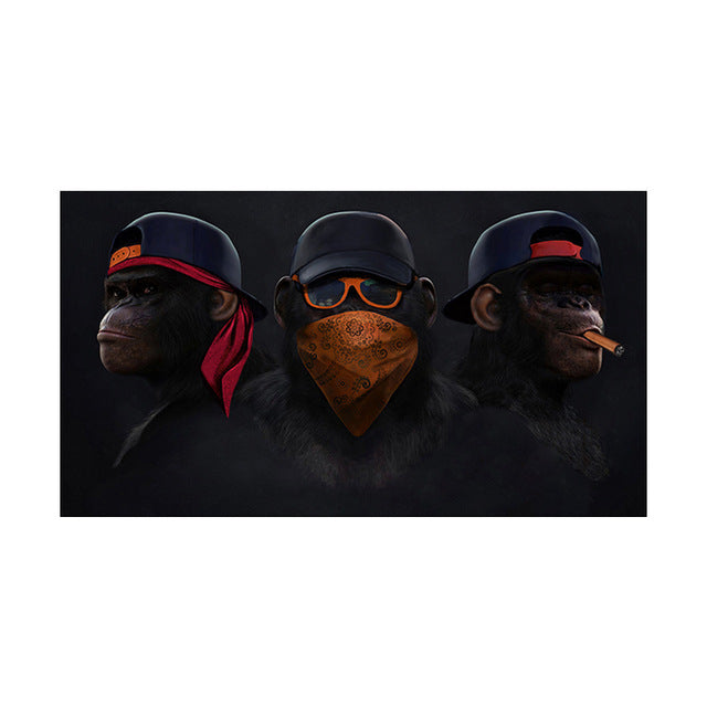 3 Monkeys Poster Cool Graffiti Street Art Canvas Painting Wall Art Living Room Home Decor Bounty General Store