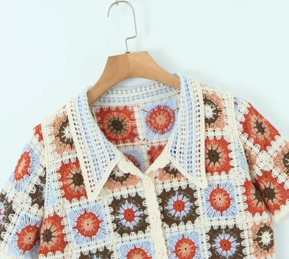 Women Boho Cardigan Sweater Crop Top 24 Crochet Summer Front Bounty General Store