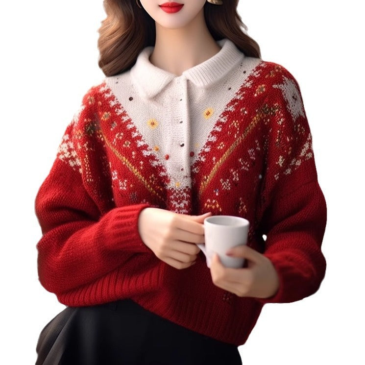 Heavy Industry Crochet Red Christmas Wear Match Sweater Bounty General Store