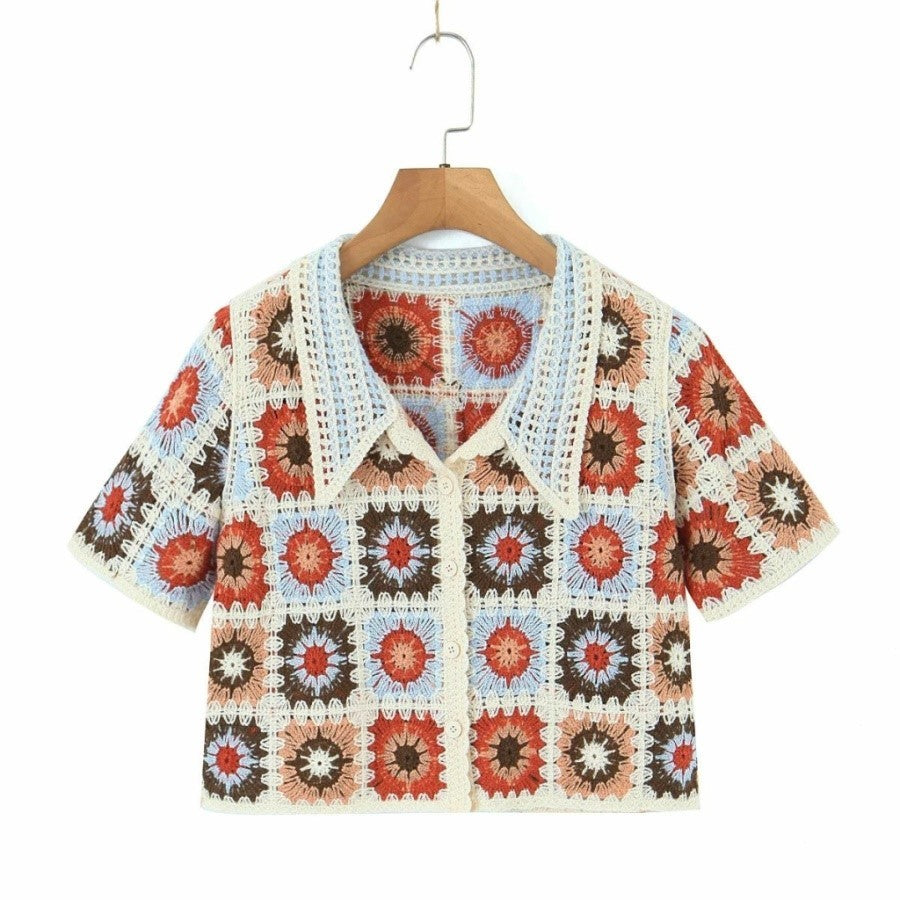 Women Boho Cardigan Sweater Crop Top 24 Crochet Summer Front Bounty General Store