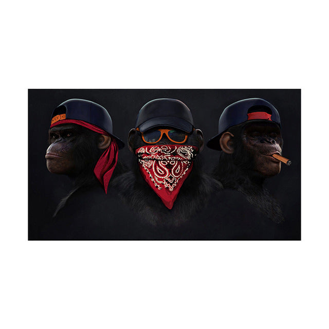 3 Monkeys Poster Cool Graffiti Street Art Canvas Painting Wall Art Living Room Home Decor Bounty General Store