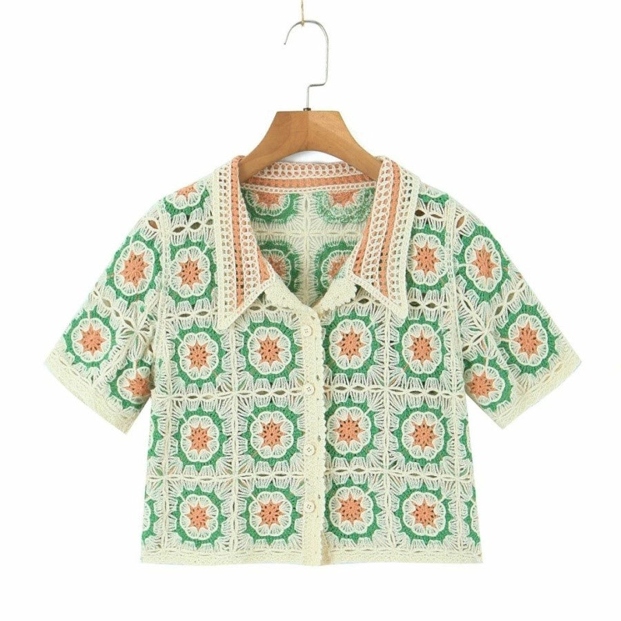 Women Boho Cardigan Sweater Crop Top 24 Crochet Summer Front Bounty General Store