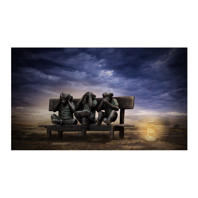 3 Monkeys Poster Cool Graffiti Street Art Canvas Painting Wall Art Living Room Home Decor Bounty General Store